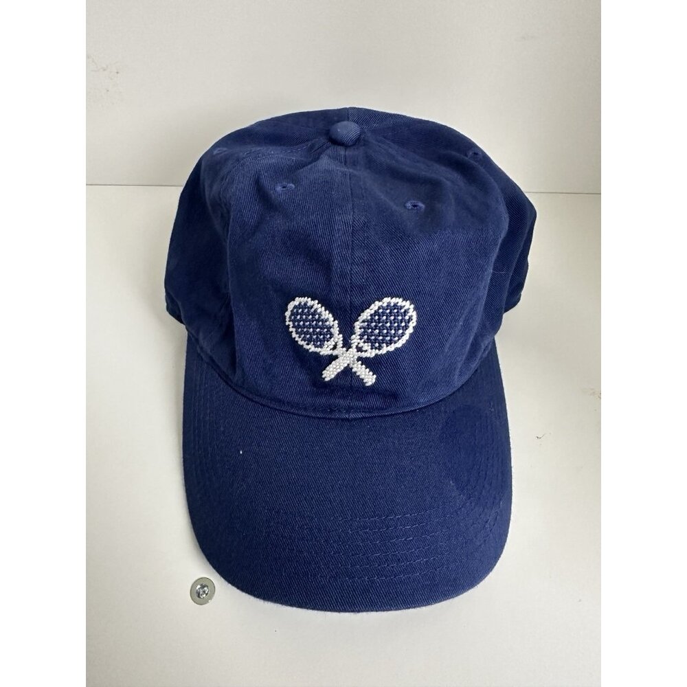 Smathers Branson Hat Tennis Crossed Racquets Needlepoint Cap Navy Strapback
